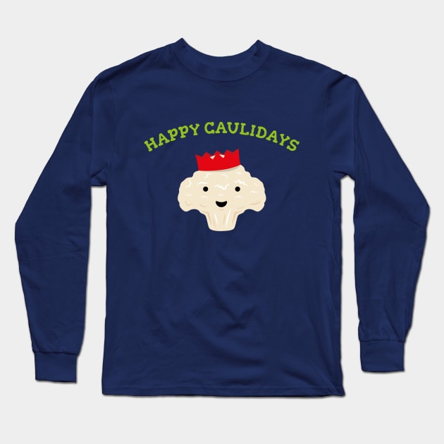 Happy Caulidays - Festive Cauliflower Long Sleeve T-Shirt by propellerhead